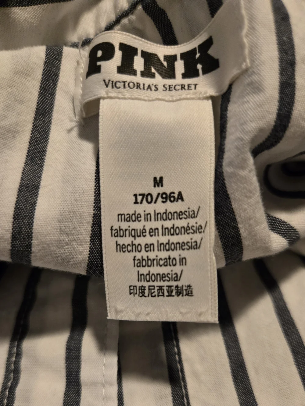 PINK  Women’s Grey & Navy Raglan Tee, With Blue & White Striped Matching Set
